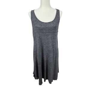 Eileen Fisher Organic Linen Knit Tank Dress Scoop Neck Knee Length Gray Medium